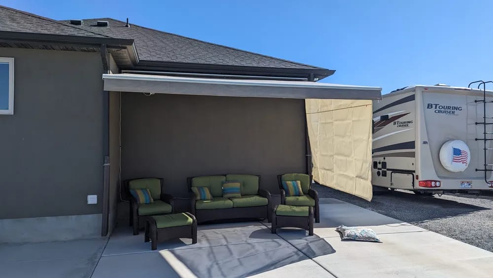 Solar shade on outdoor living space