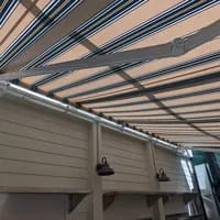 Awning shading a patio area