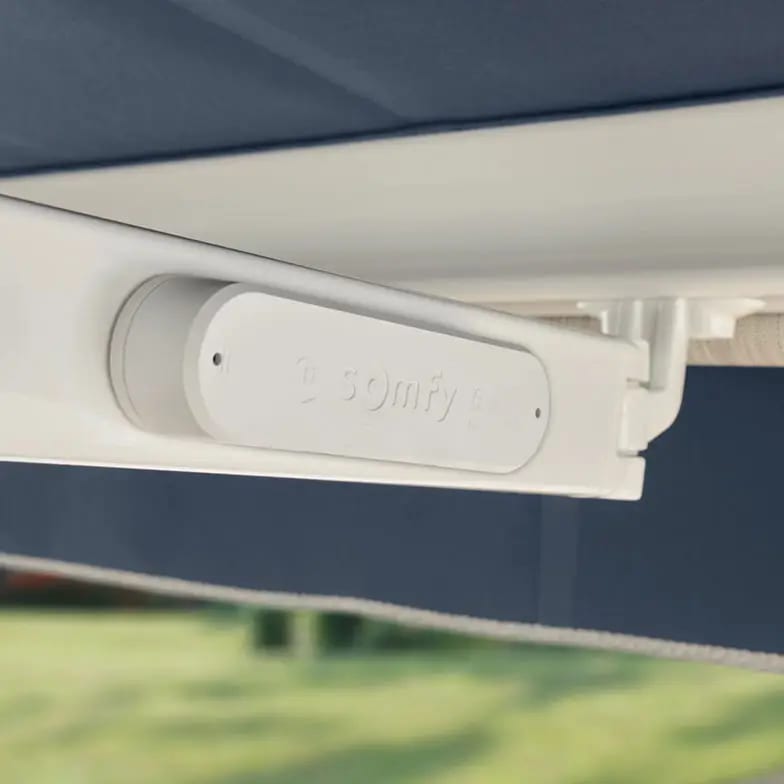 Wind sensor device for a retractable awning