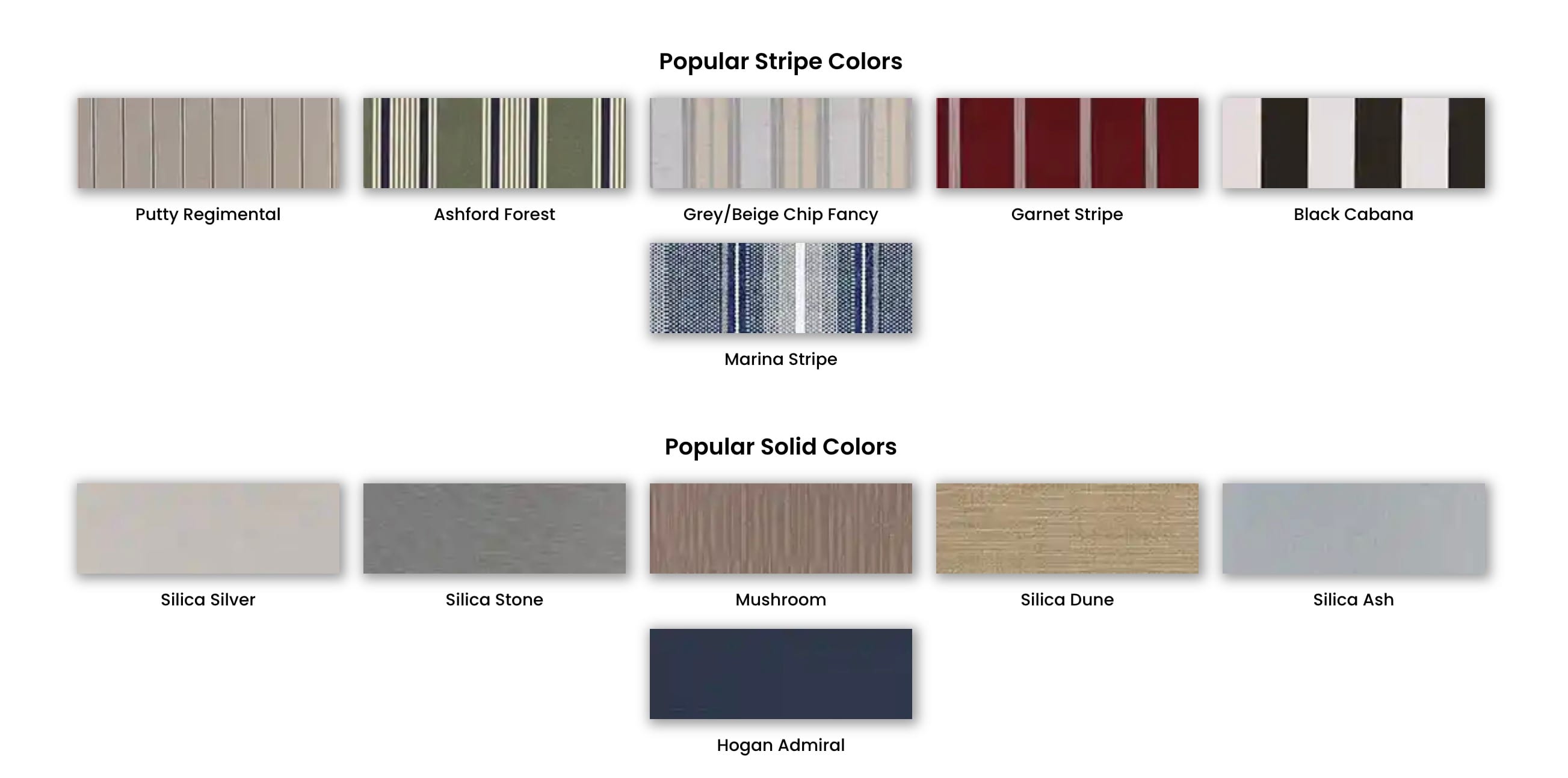 Popular striped and solid retractable awning fabric colors
